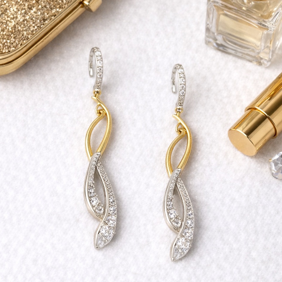 Nwt Adriana Orsini Twisted Crystal Drop Earrings Formal